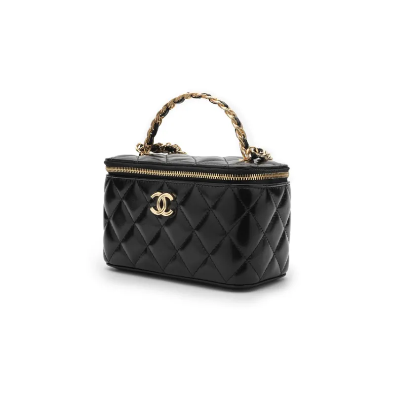 CHANEL Sheepskin Portable One Shoulder Crossbody Clutch Women's Black-1