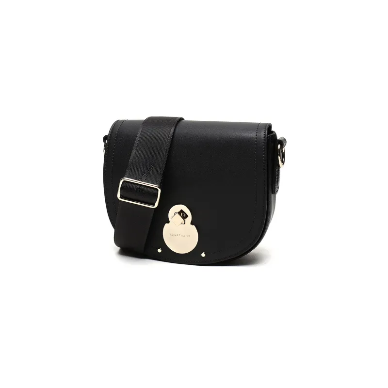 LONGCHAMP Le Pliage Cow Leather Messenger Bag Crossbody Bag Shoulder Bag Women's Black-1