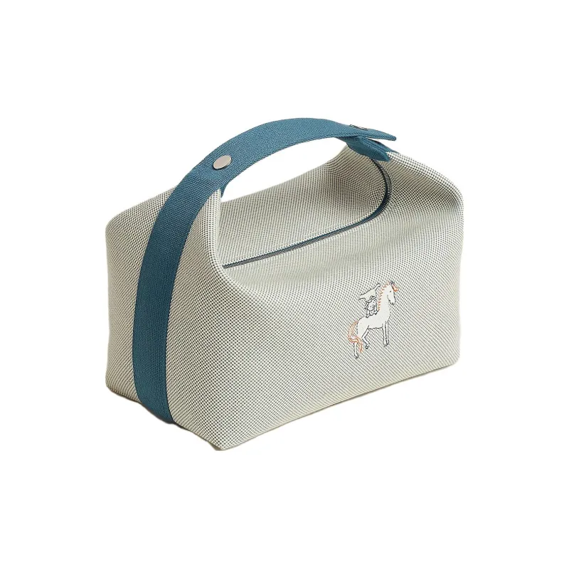 HERMES Bride a Brac Canvas Canvas Bag Lunch Boxes With Storage Unisex Blue-1