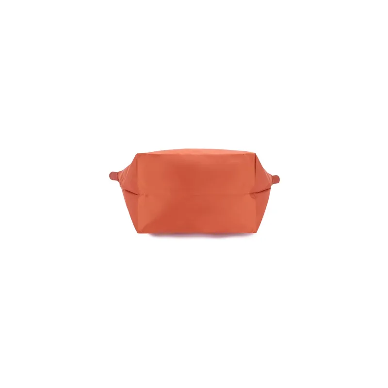 LONGCHAMP Le Pliage Green Cow Leather Trim Dumpling Bag Handbag Medium Size Women's Orange-4