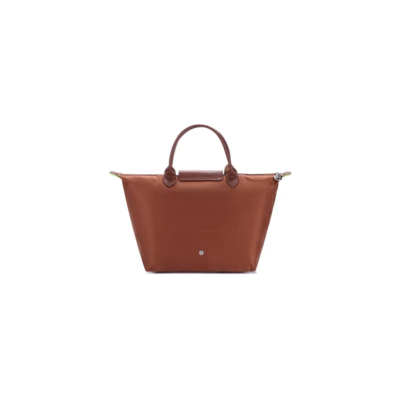 LONGCHAMP Le Pliage Green Cow Leather Trim Dumpling Bag Handbags Medium Size Women's Brown-3