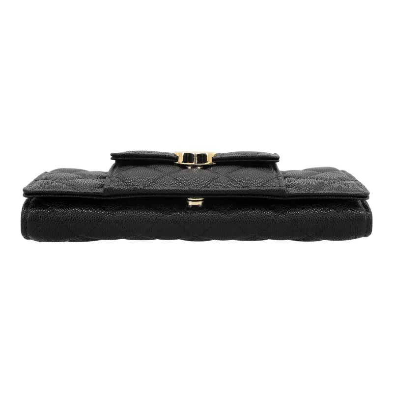 CHANEL WOC Grain Embossed Caviar Cow Leather 2 in 1 Wallet On Chain Shoulder Bag, Crossbody Bag Women's Black-3