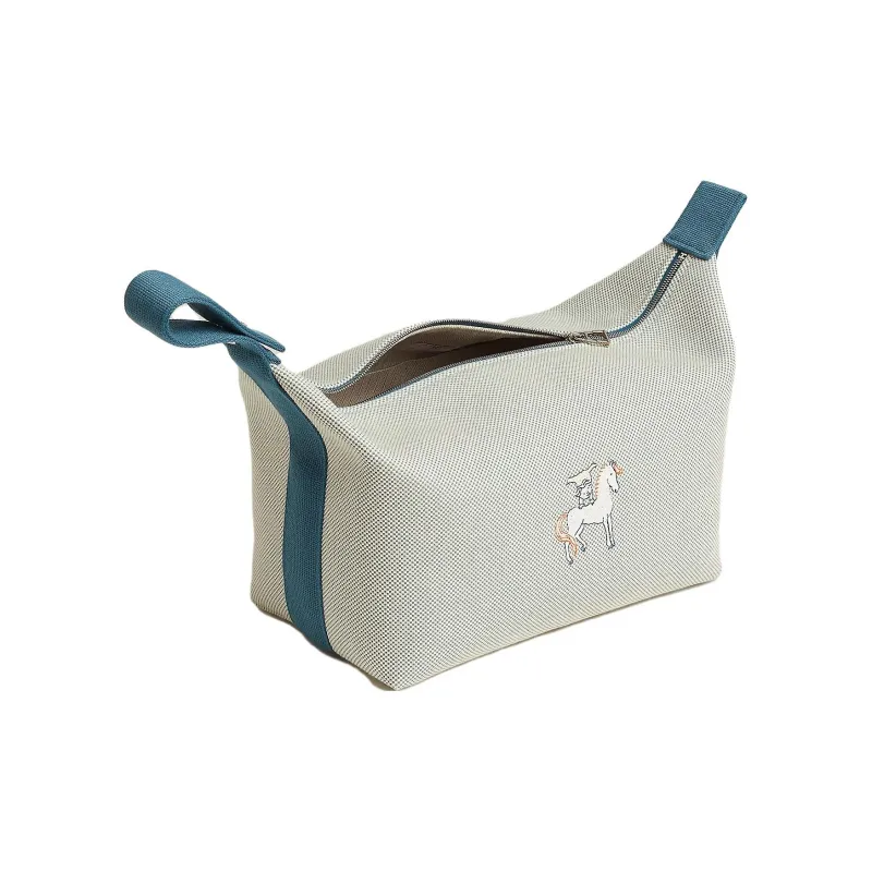 HERMES Bride a Brac Canvas Canvas Bag Lunch Boxes With Storage Unisex Blue-6