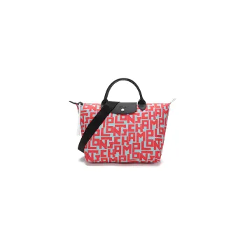 LONGCHAMP Le Pliage Fabric Crossbody Bag Dumpling Bag One Shoulder Handbag Medium Size Women's Light Blue Red