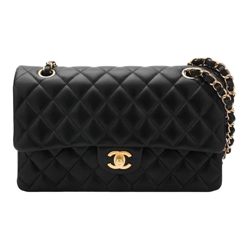 CHANEL Classic Flap CF Sheepskin Flap Bag, Crossbody Bag, Shoulder Bag Medium Size Women's Black-0