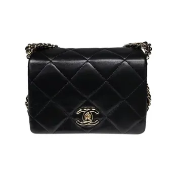 CHANEL Lambskin Flap Bag Shoulder Bag Crossbody Bag Women's Black