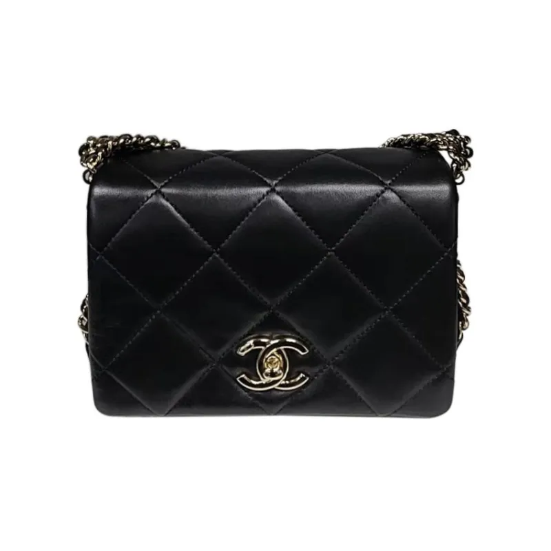 CHANEL Lambskin Flap Bag, Shoulder Bag, Crossbody Bag Women's Black-0