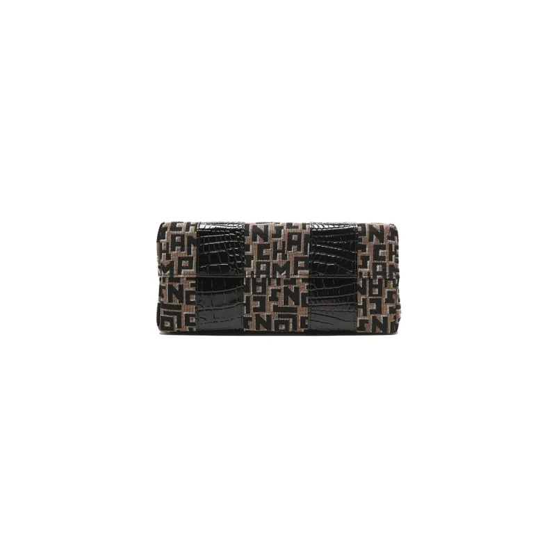 LONGCHAMP Roseau Cowhide Patchwork Canvas Canvas Bag Handbags Medium Size Women's Brown/Gray/Black-4