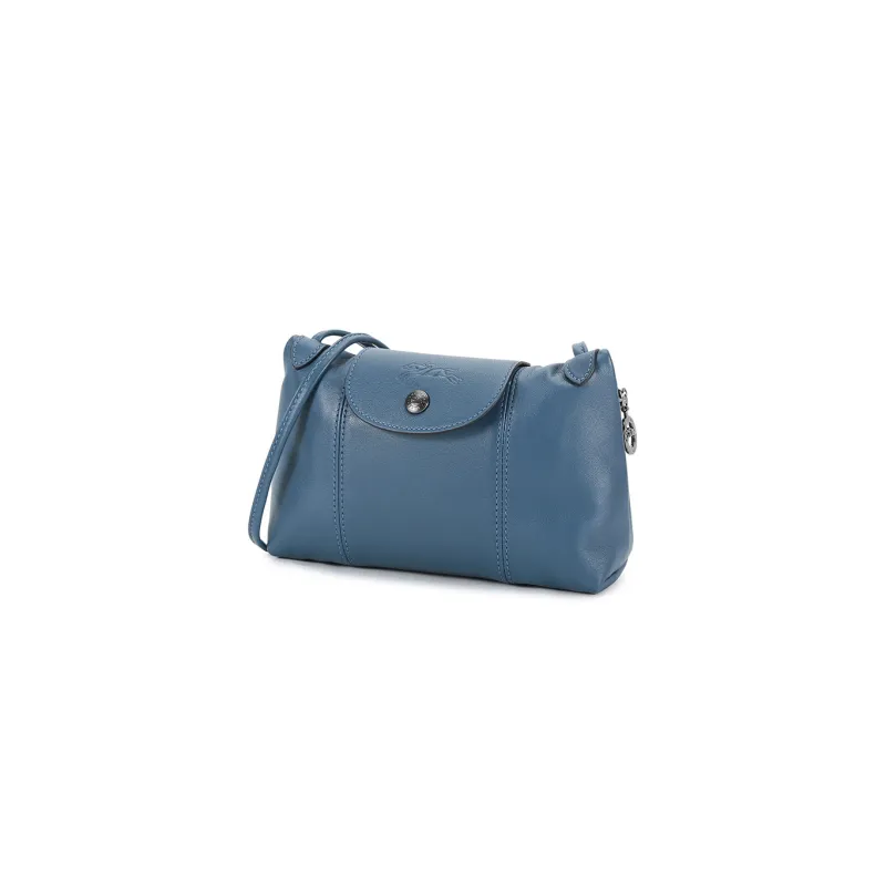 LONGCHAMP Le Pliage Cuir Sheepskin Shoulder Bag Crossbody Bag Mini Women's Pilot Blue-1