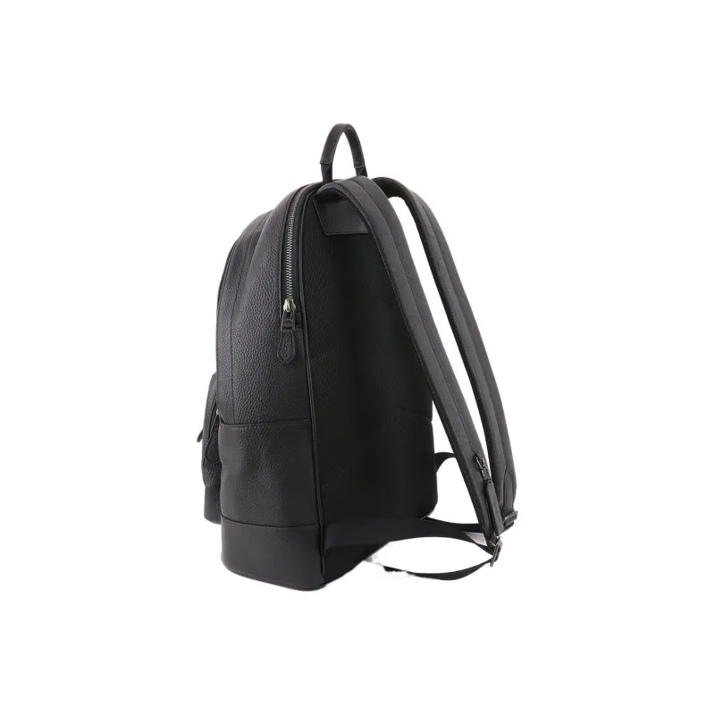 COACH West Pebbled Leather Backpack Medium Size Men's Black & Brown Blue Stripes-3
