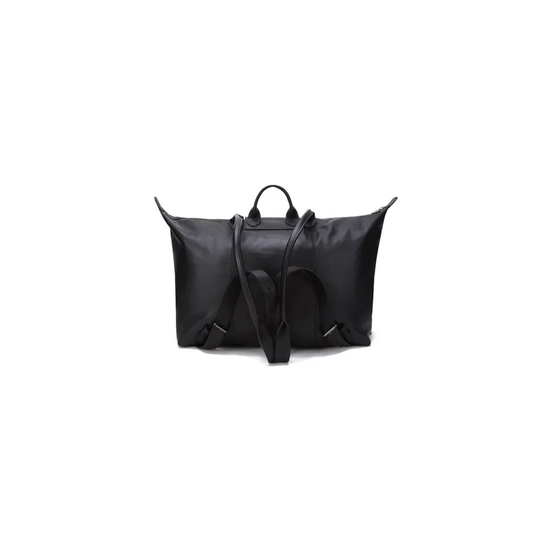 LONGCHAMP EU Collaboration Le Pliage Cuir Sheepskin Travel Bag Handbag Tubas Women's Black-3
