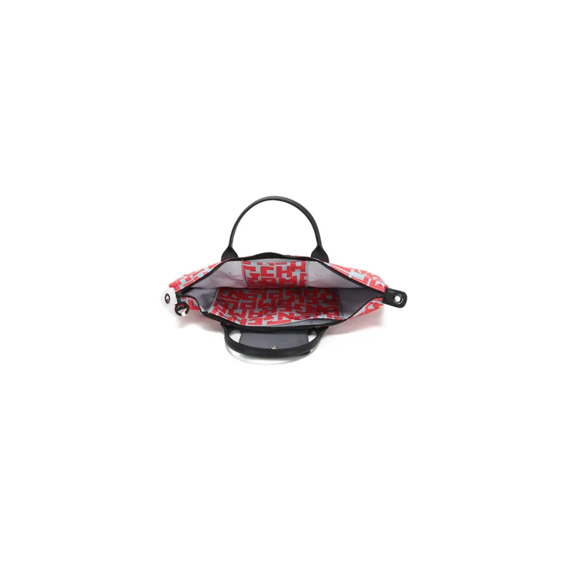 LONGCHAMP Le Pliage Fabric Crossbody Bag Dumpling Bag One Shoulder Handbag Medium Size Women's Light Blue Red-5