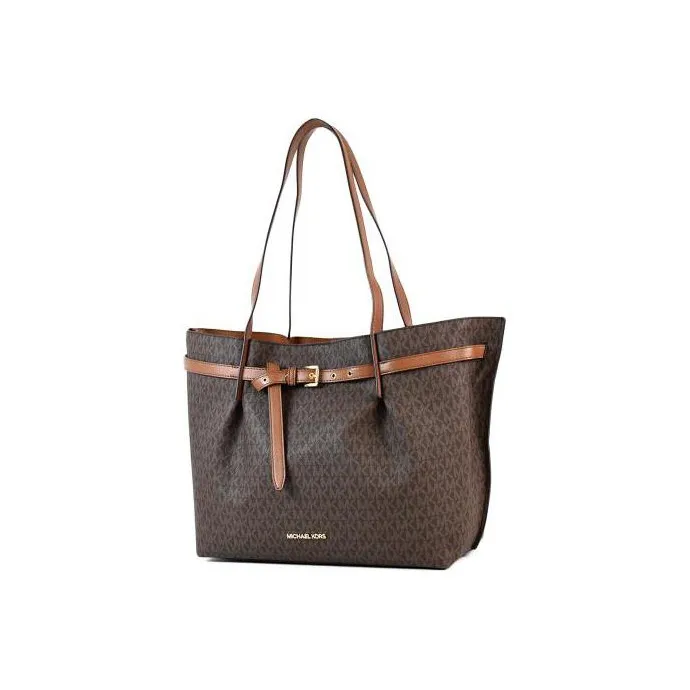 MICHAEL KORS Emilia Artificial Leather Tote Bag, Shopping Bag, Shoulder Bag Regular Women's Dark Brown/Leather Brown-1