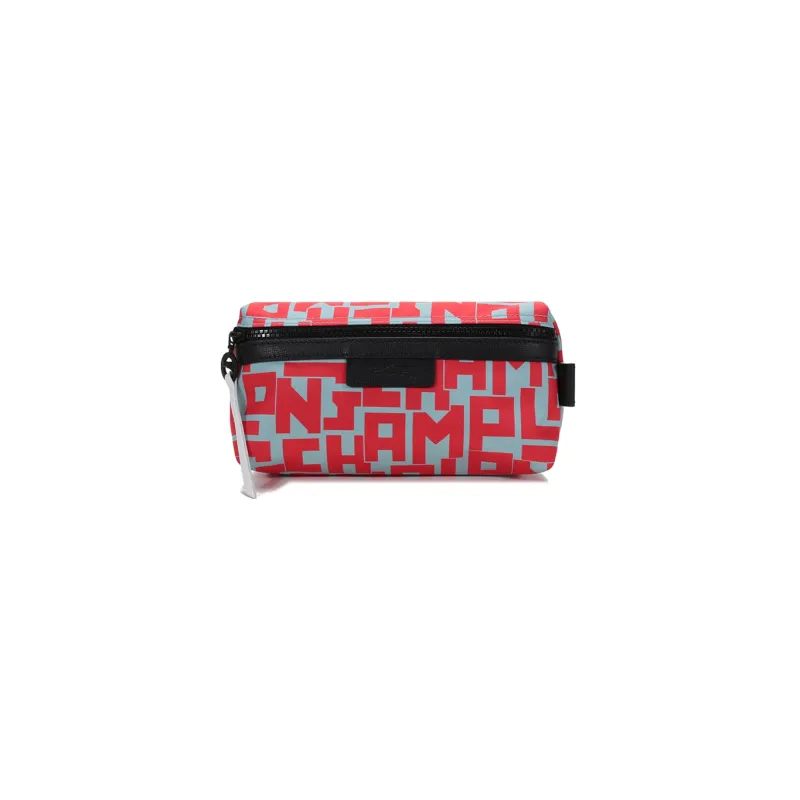 LONGCHAMP Le Pliage LGP Fabric Handheld Makeup Bag Toiletry Bag Women's Light Blue Red-0
