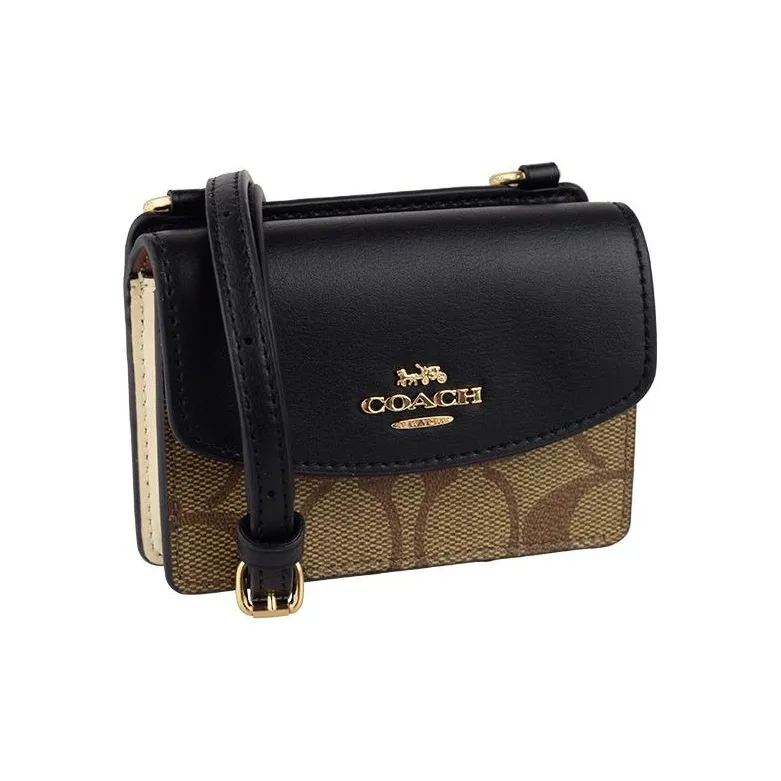 COACH Canvas Leather Crossbody Bag, Shoulder Bag Women's Monogram & Black-1