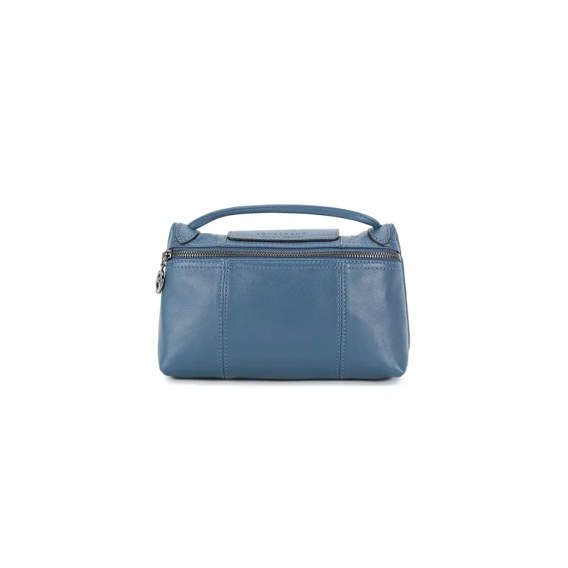 LONGCHAMP Le Pliage Cuir Sheepskin Shoulder Bag Crossbody Bag Mini Women's Pilot Blue-3