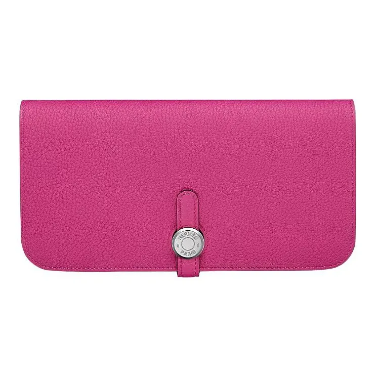 HERMES Dogon Togo Calfskin Wallet Women's L3 Rose Pourpre Purple Rose-0