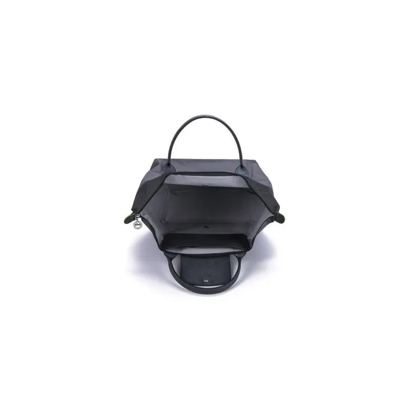 LONGCHAMP Recycled Canvas With Leather Trim Dumpling Bag Handbags Medium Size Women's Graphite Gray-5