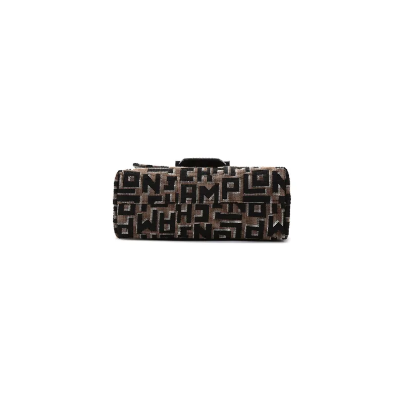 LONGCHAMP Cow Leather Shoulder Bag Crossbody Bag Women's Brown Gray & Black-4