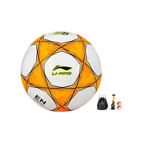 LiNing Size 5 Soccer PVC Seamless Thermal-bonding Unisex Orange White