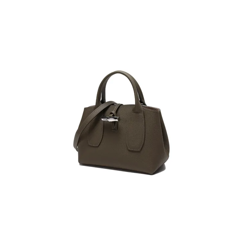 LONGCHAMP Roseau Cow Leather Shoulder Bag Crossbody Bag Handbag Small Size Women's Khaki-1