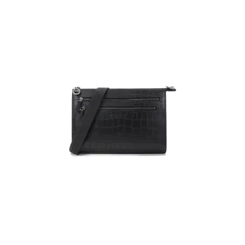 LONGCHAMP Croco Block Cow Leather Crossbody Bag Shoulder Bag Men's Black