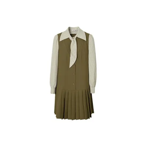 SEIFINI Long-Sleeved Dresses Women's Olive Green