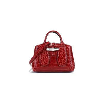 LONGCHAMP Roseau Cow Leather Handbag Women's Orange Citrus