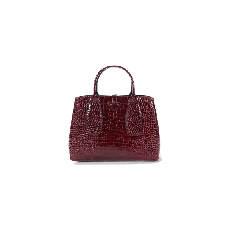 LONGCHAMP Roseau Cow Leather Shoulder Bag Crossbody Bag Handbag Medium Size Women's Burgundy-2