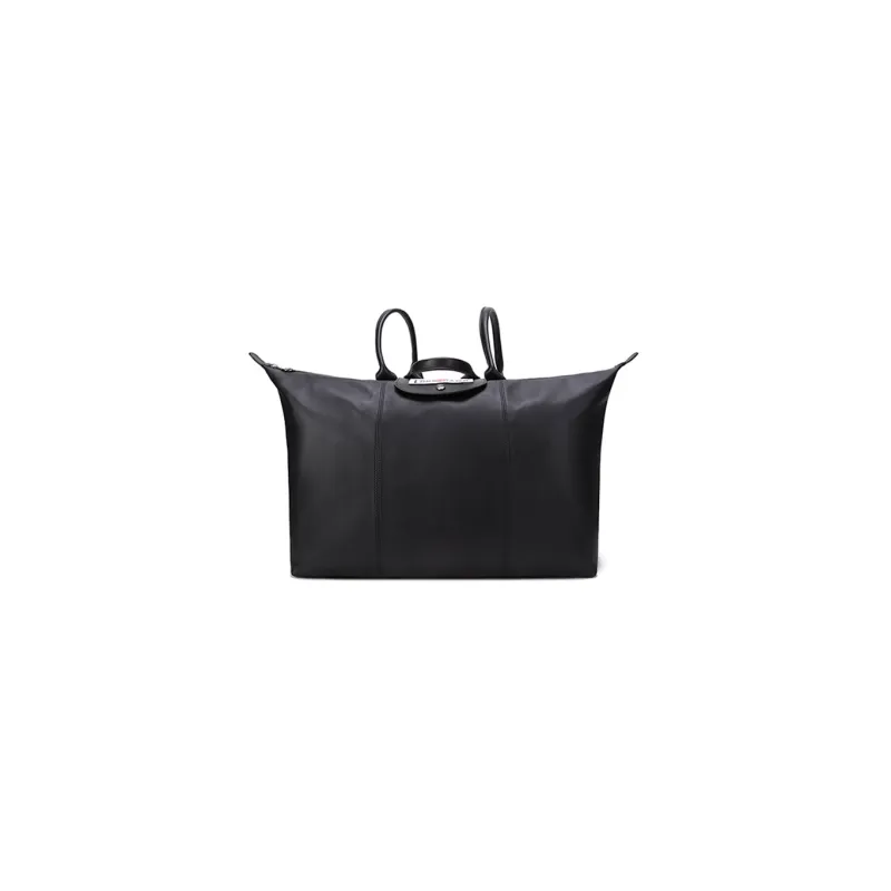 LONGCHAMP EU Collaboration Le Pliage Cuir Sheepskin Travel Bag Handbag Tubas Women's Black-0