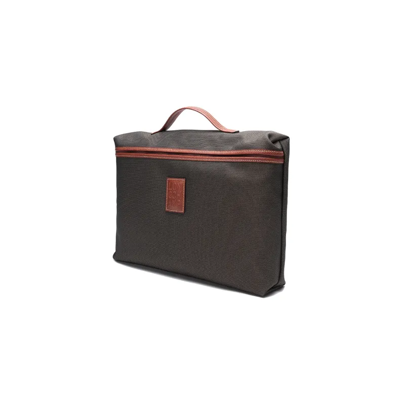 LONGCHAMP Canvas Leather Handheld Briefcase Trumpets Men's Brown-1
