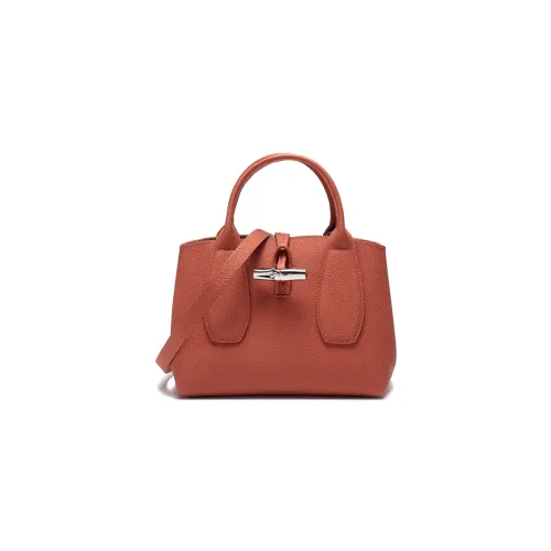 LONGCHAMP Roseau Cow Leather Big Bag Handbag Small Size Women's Brick Red