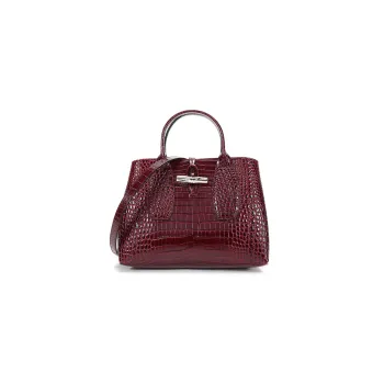 LONGCHAMP Roseau Cow Leather Shoulder Bag Crossbody Bag Handbag Medium Size Women's Burgundy