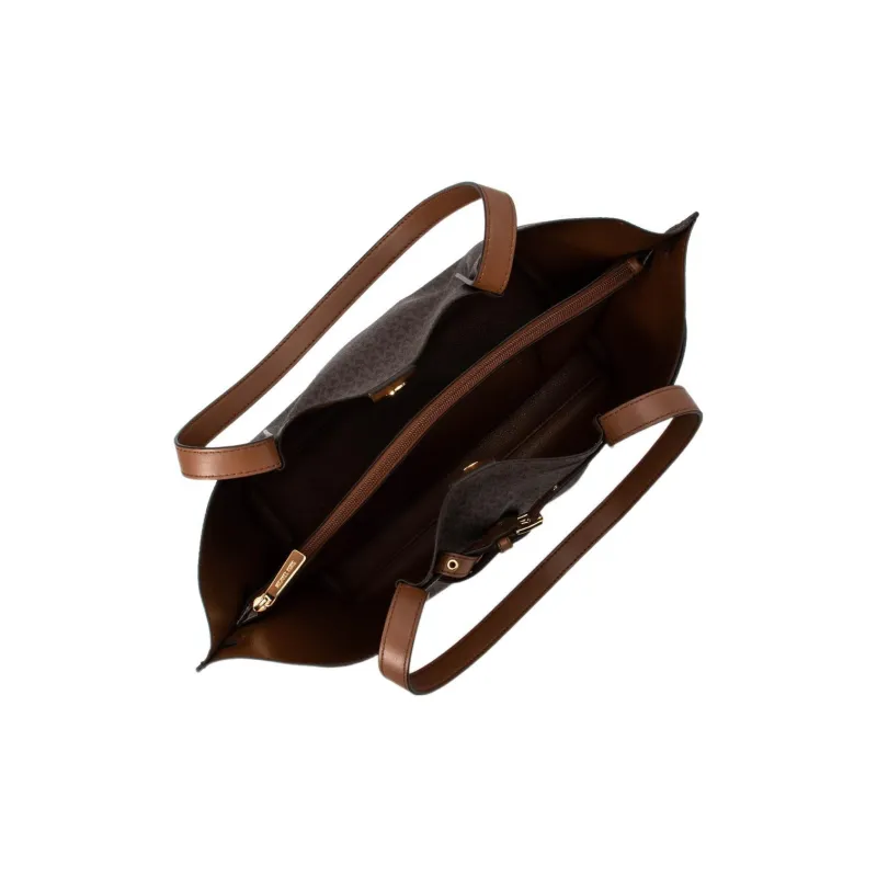 MICHAEL KORS Emilia Artificial Leather Tote Bag, Shopping Bag, Shoulder Bag Regular Women's Dark Brown/Leather Brown-3
