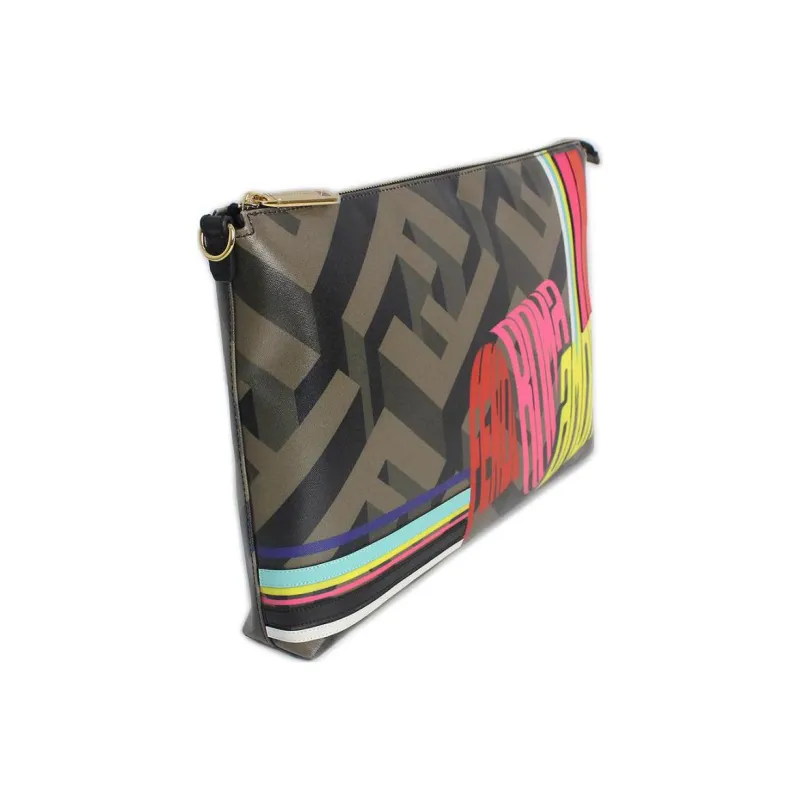 FENDI Canvas With Leather Messenger Bag Shoulder Bag Crossbody Bag Men's Brown/Multicolor-2