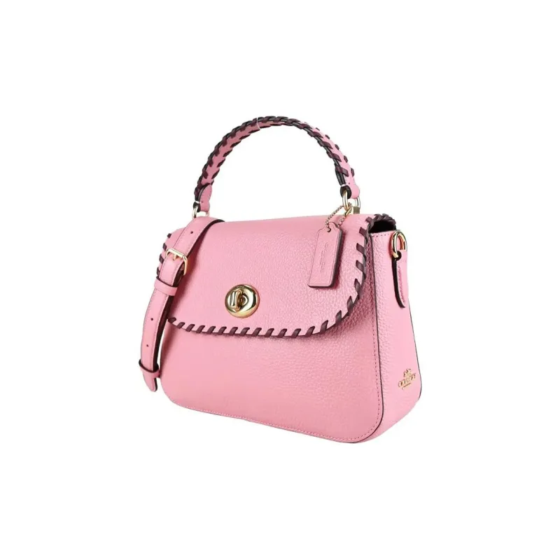 COACH Leather Textile Chain Bag Satchel Shoulder Bag Crossbody Bag Handbag Medium Size Women's Cherry Blossom Pink-1