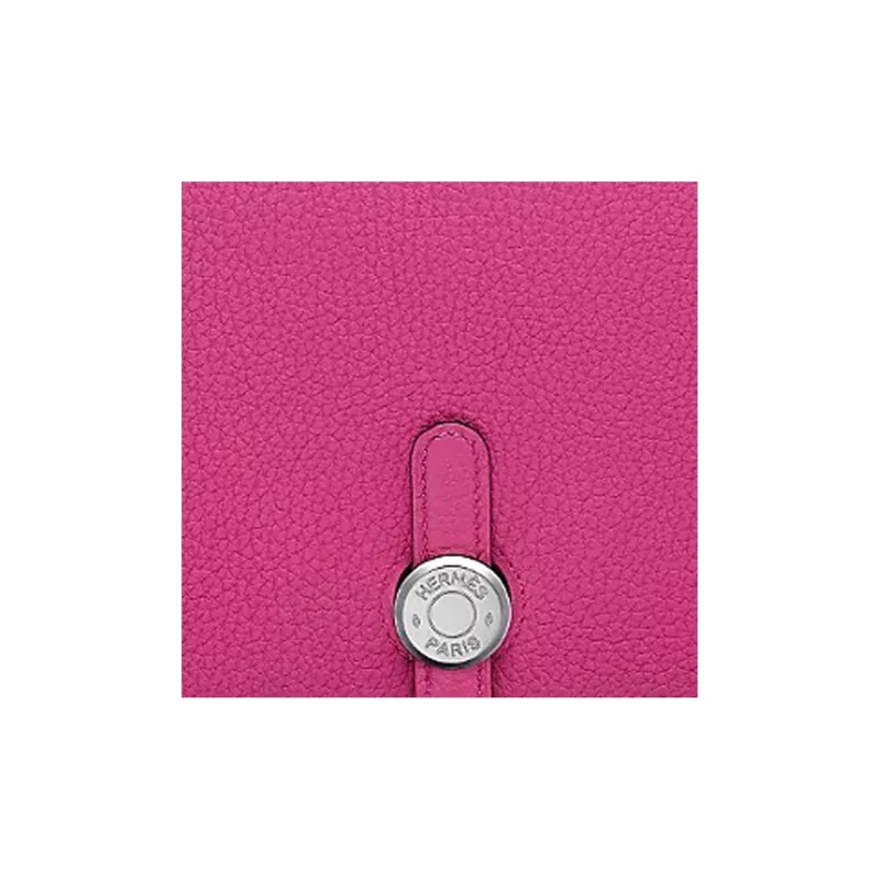 HERMES Dogon Togo Calfskin Wallet Women's L3 Rose Pourpre Purple Rose-3