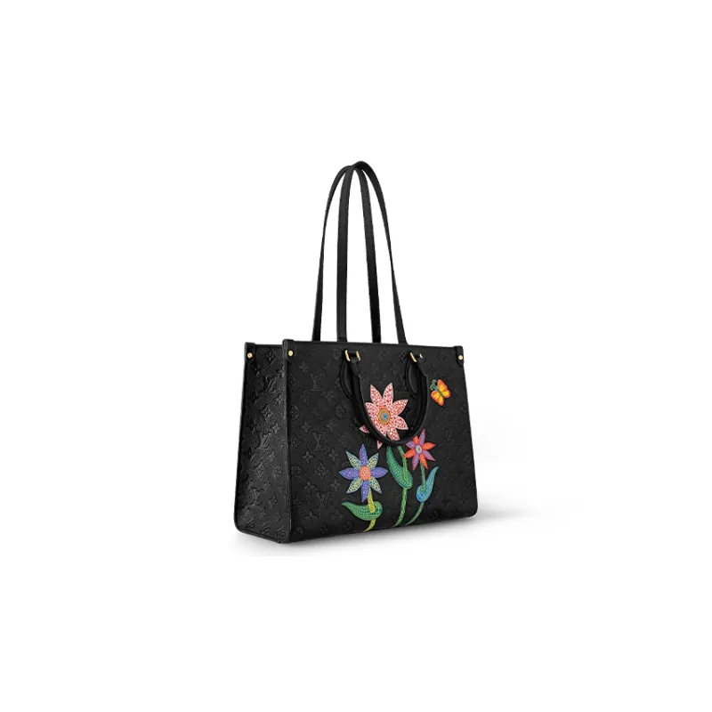 LOUIS VUITTON Lv X Yk Onthego Mm Black Flower Marquetry-1