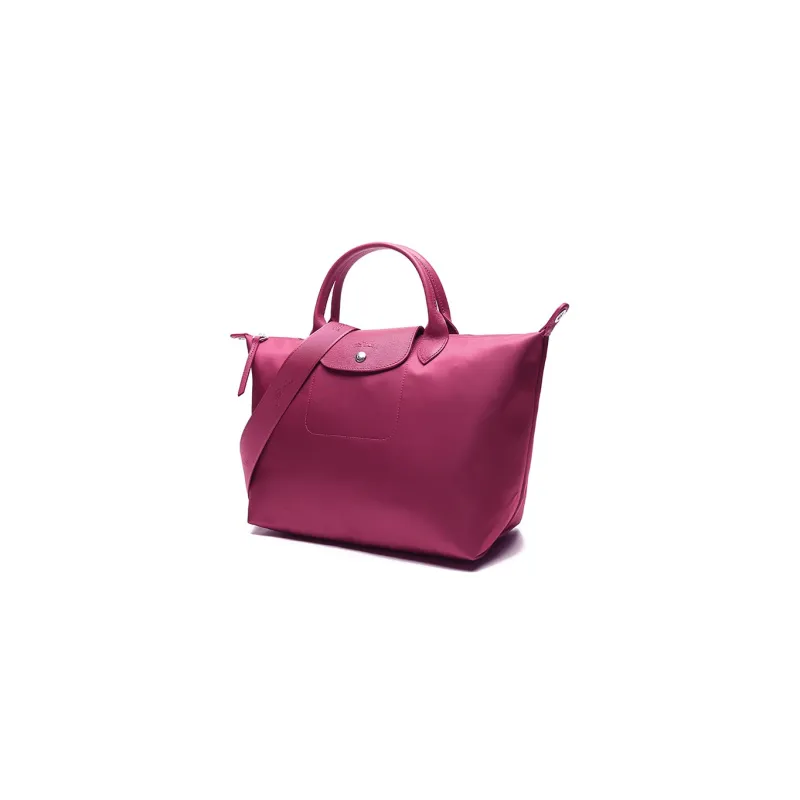 LONGCHAMP Le Pliage Néo Cow Leather Dumpling Bag Handbag Shoulder Bag Crossbody Bag Medium Size Women's Raspberry Red-1
