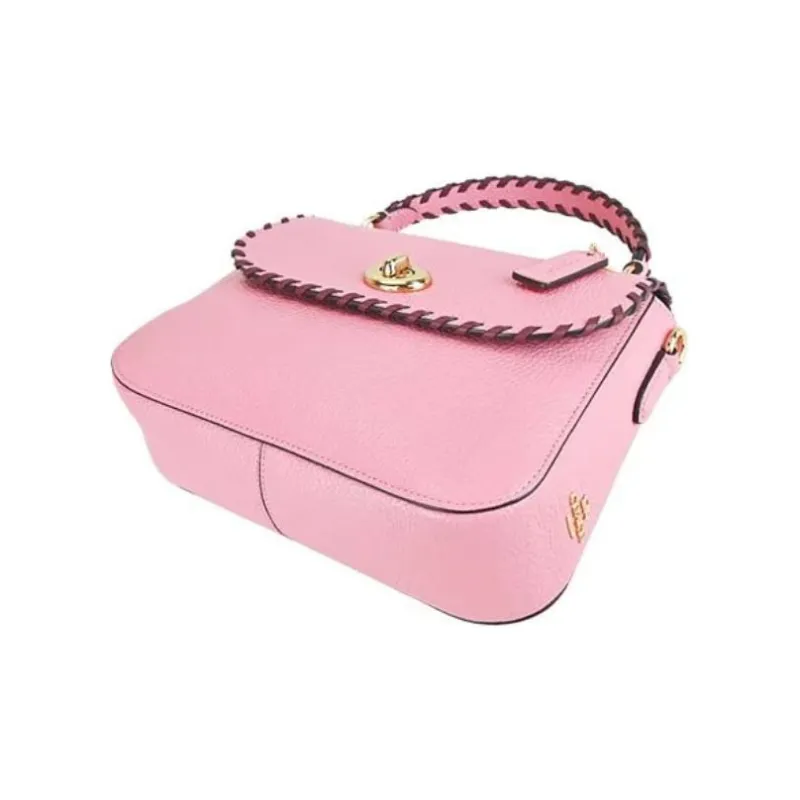 COACH Leather Textile Chain Bag Satchel Shoulder Bag Crossbody Bag Handbag Medium Size Women's Cherry Blossom Pink-2