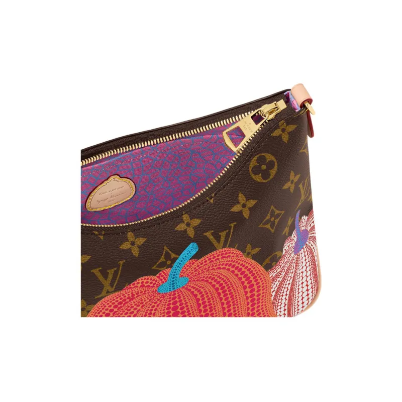 LOUIS VUITTON Yayoi Kusama Collaboration Boulogne Coated Canvas Handbag, Shoulder Bag Regular Women's Brown-5