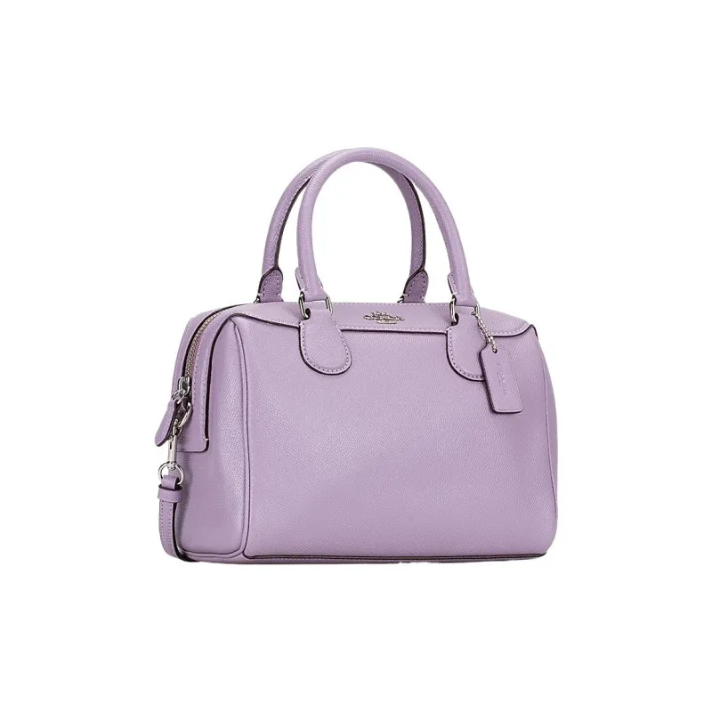 COACH Leather Boston Bag Handbag Shoulder Bag Crossbody Bag Mini Women's Purple-1
