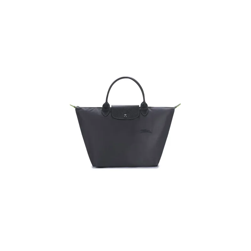 LONGCHAMP Recycled Canvas With Leather Trim Dumpling Bag Handbags Medium Size Women's Graphite Gray-0