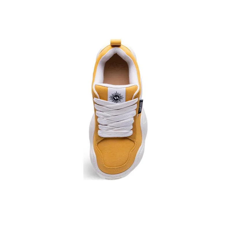 Heyday Triple Wavy Yellow Low Top Platform Puffy Shoes Height Increasing 6cm Unisex Yellow-3