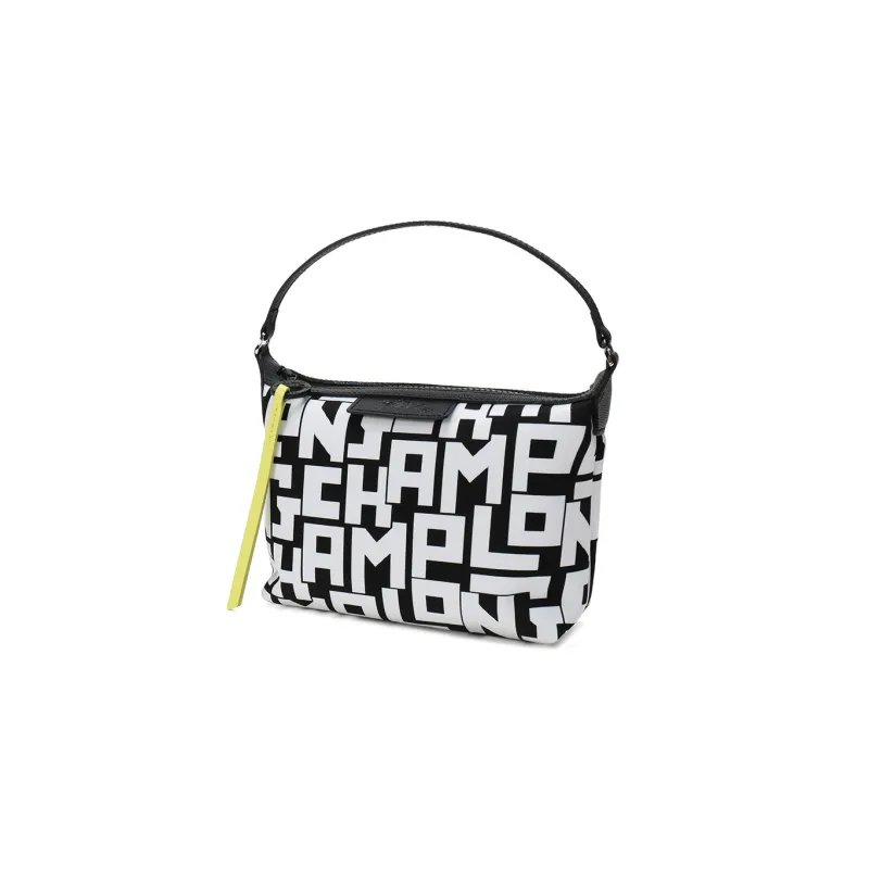 LONGCHAMP Fabric Handbag Women's Black White-1