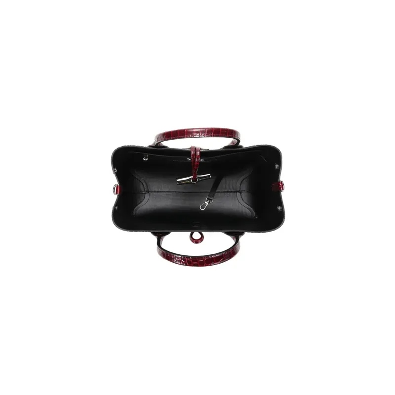 LONGCHAMP Roseau Cow Leather Shoulder Bag Crossbody Bag Handbag Medium Size Women's Burgundy-5