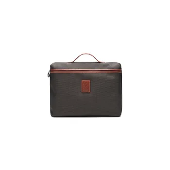 LONGCHAMP Canvas Leather Handheld Briefcase Trumpets Men's Brown