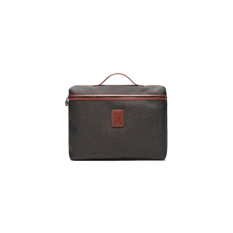 LONGCHAMP Canvas Leather Handheld Briefcase Trumpets Men's Brown-0