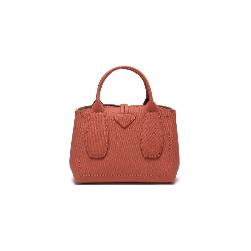 LONGCHAMP Roseau Cow Leather Beige Bag, Handbag Small Size Women's Brick Red-3