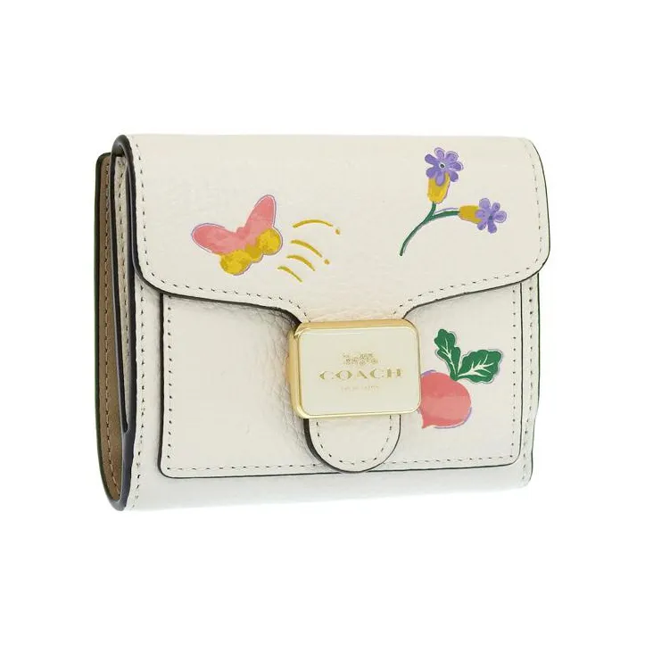 COACH Leather Wallet Mini Women's White-1
